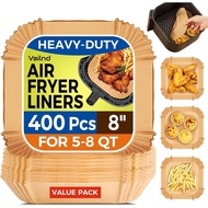 400 Pcs Air Fryer Paper Liners, 8" Square Air Fryer Liners Disposable, Heavy-Duty Parchment Paper fo