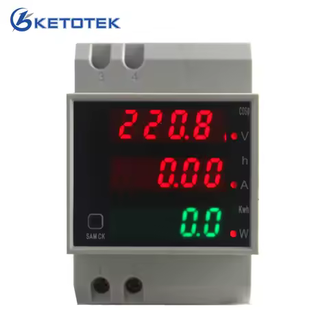 Din rail LED voltage ampere active power power factor time Energy voltage current meter AC 220V 380V