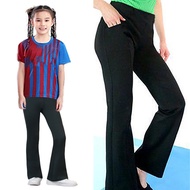 148-160cm Children Sport Jersey Bootcut Lycra Pants Trousers Girls High Waist Stretch Bell-bottoms K