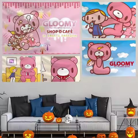 Cartoon G-gloomy bear Flag Custom Flags Wall Hanging Tapestry Outdoor Decorative flag Background Bla