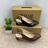 BONNIE KASUT HEELS YD-14 COLOUR BLACK BROWN TUMIT 1 INCI SETENGAH