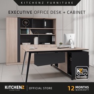 [FREE Shipping] KitchenZ Executive Table Home Office Table for 4 File Cabinet Desk Storage Lockable 