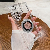 Luxury Plating Magnetic Clear Case for Samsung S25FE Edge S24 S23 Ultra Plus A57/37/27/17/07 56/36/2