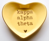 Sorority Shop Kappa Alpha Theta Jewelry Dish - Heart-Shaped High-gloss finish Ceramic tray with Gold