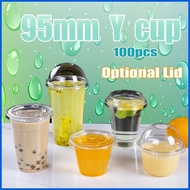♒ ℗ ☬ 100pcs  milk tea cups with lid （12oz/16oz/22oz）disposable Dabba Cup with Set Lid / Dabba Lids
