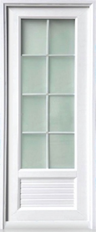 บานประตูห้องน้ำ UPVC (UG-07) ลูกฝักกระจกฝ้า แถมฟรี วงกบ ลูกบิดและบานพับ ครบชุดพร้อมติดตั้ง ขนาด 70 *