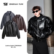 DINOMAN Boxy Form LeatherJacket High Quality Soft PU Leather Basic Youthful Korean Style AK011 PU Le