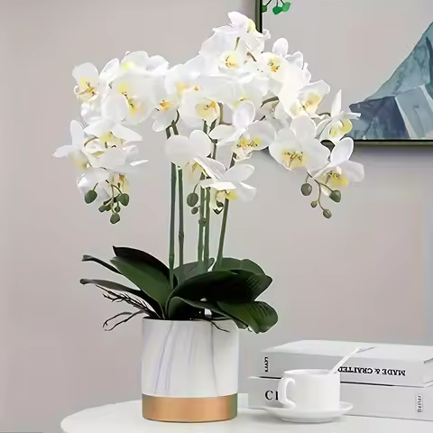1Pcs Butterfly Orchid Artificial Flowers Orchid Phalaenopsis Fake Flowers Party Home Decor Garden We