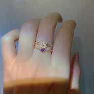 Agete Same Style Victorian Goddess Zircon Gold Coin 925 Silver Gold-Plated Ring Female