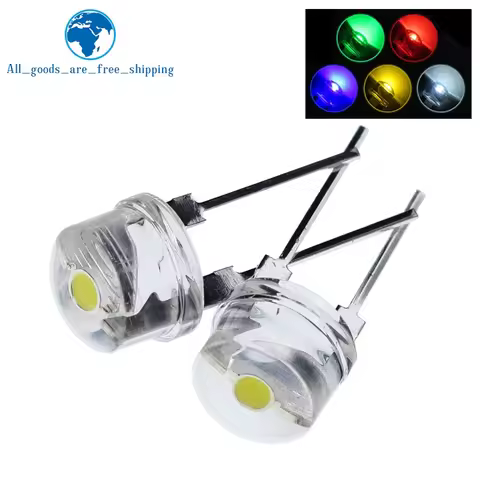 10/20/50PCS NEW F8 8mm 0.5W 3.0-3.2V Straw hat LED White Super bright LED lamp Wide Angle Transparen