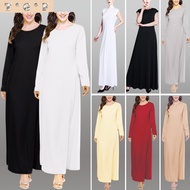 inner dress/inner jubah/inner robe/inner kaftan muslimah dress long/short sleeves plain inner basic dress raya baju 2022 dubai Fashion