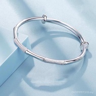 Simple Bracelet Female Pure Silver One Silver Bracelet Bracelet Antique 999.9 Glossy Sand Bamboo Sli