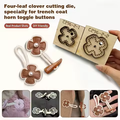 C296 Coat Style Windbreaker Decorative Leather Button Mold with Four-leaf Clover High Carbon Steel S