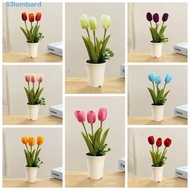 LOMBARD Artificial Tulip Flower, 3/2Heads Plastic Artificial Flowers Tulip Potted, Home Desktop Ornaments DIY Silk Flowers Vivid Simulated Flowers Office