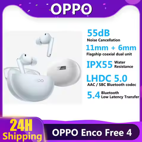 Original OPPO Enco Free 4 TWS Earphone Wirelss Bluetooth 5.4 Earbuds 55dB Active Noise Cancelling LH