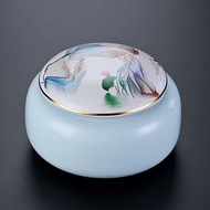 哥窑青瓷茶具密封茶叶罐陶瓷茶盒茶仓旅行储物罐普洱罐高档存茶罐Ge kiln celadon tea set sealed tea pot ceramic tea boxfengmin222sg2026