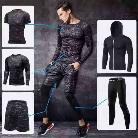 tights men's sports suit gym man's sportswear sport clothes for men training jogging tracksuits runn