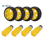 4PCS DC Electric Motor + Plastic TT Motor Tire Wheel Dual Shaft Gear Motor TT   for  Smart Car