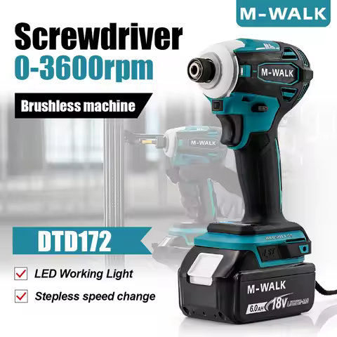 M-WALK DTD172 Impact Drive 1/4 inch Brushless Cordless Screwdriver 180N.m Electric Drill Power Tools