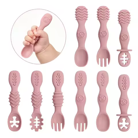 4pcs Hollow Silicone Spoons, traps puree & solids, easy baby grip, for boys girls | baby supplies
