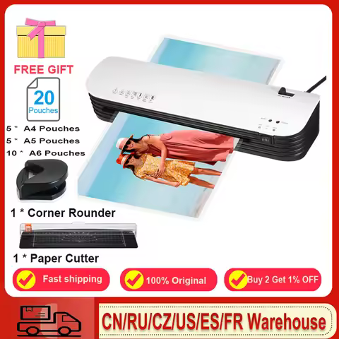 SL299 Laminator Machine Set A4 Size Hot and Cold Lamination 2 Roller System w/ 20 Laminating Pouches