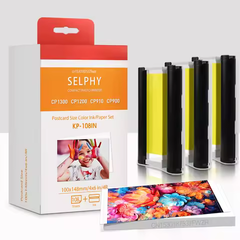 KP108IN Canon Selphy CP1500 Paper and Ink Set 4 x 6 Inch Compatible for CP1300 CP1200 CP900 CP910 Co
