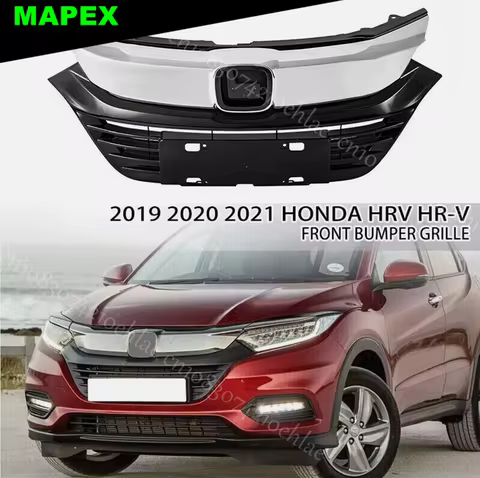 Car Styling For 2019 2020 2021 Honda HRV HR-V Front Bumper Grille Chrome Plastic Front Grill Auto Pa