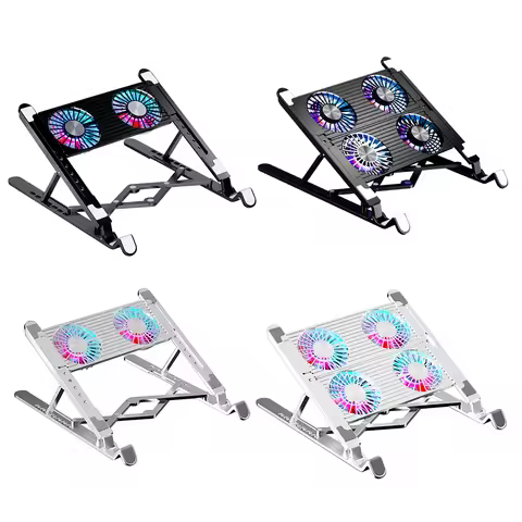 Laptop Cooling Pad with 2/4 Fans Foldable Notebook Stand RGB Silent Gaming Laptop Cooler Fan 7 Heigh
