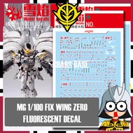 SNOW FLAME DECAL MG FIXX WING ZERO VER KA SNOW WHITE FLUORESCENT WATER SLIDE DECAL