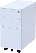 Yamazen RKD-30 (MWH) Wagon, Casters Included, 3 Tiers, Keyed, Cabinet, All Lock, Side Wagon, Desk Wa