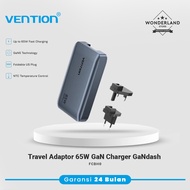 Vention Travel Adaptor 65W GaN Charger GaNdash GaN Dash Adaptor US UK Plug SFC PD PPS FCBH0
