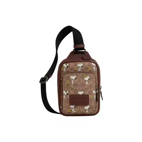 COACH PEANUTS Snoopy, Collaboration RACER Coated Canvas With Leather Sling Bag Mini Men's Ochre CBK4