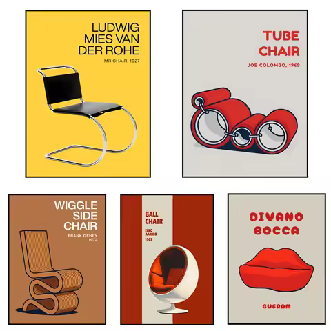 Eames Lounge, Barcelona Chair, Tubular Chair, Spherical Chair, Lip-Shaped Sofa Art, Architect Alvar 