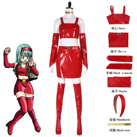 Anime Bulma cosplay costume Japanese anime cosplay Bulma leather cosplay dress