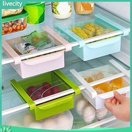 {livecity} Kitchen Fridge Freezer Space Saver Organizer Storage Rack Holder Slide Drawer