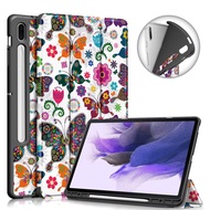 For Samsung Galaxy Tab S7 FE 12.4 inch Painted TPU Horizontal Flip Tablet Leather Case with 3-Fold Holder &amp; Sleep / Wake-up Function