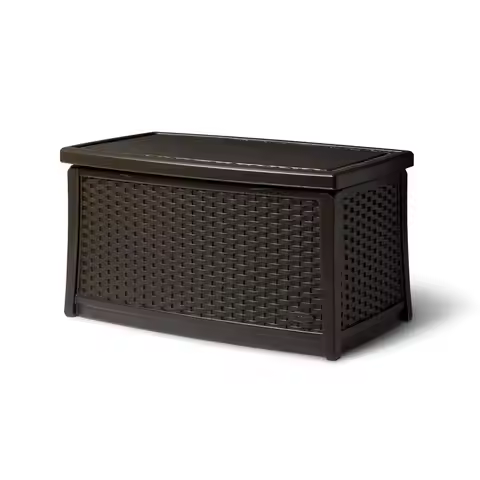 30 Gallon Resin Outdoor Patio End Table Storage Box, Java, Made in the USA