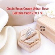 Cincin Emas Cowok / Pria Sircon Ukiran Dove Putih 750 17k