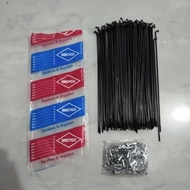 HITAM Spokes 14G X 187mm BLACK IRON 72 pcs UNICYCLE FINGER FOR FOLDING BIKESBMX MINION 20 INCH
