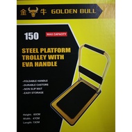 150kg Heavy Duty Golden Bull Steel Foldable Platform Trolley with Eva Handle &amp; PUCaster