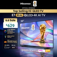 Hisense REAL Hi-QLED 4K AI TV E7Q 55 inch | Quantum Dot | Eye Shielding | Dolby Vision & Atmos