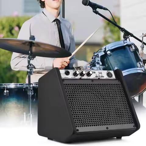 COOLMUSIC DM20 20W Electric Drum Amplifier Keyboard Amp Wireless BT Speaker 2-Band EQ Supports USB M