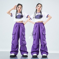 Ready Stock 3-14 Years Old Children Street Dance Trendy Clothes Girls Dopamine Jazz Dance Hip-Hop Pe
