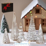 FAYSHOWS Set of 5 Illuminated Mercury Glass Trees, With Light Creative Mercury Glass Christmas Trees