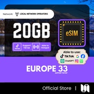 【Europe eSIM 欧洲】【Support T1KT0K】【20GB】Europe eSIM for Europe 33 Countries UK France Italy eSIM Europ