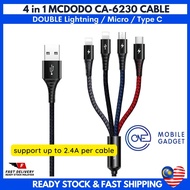4 in 1 MCDODO CA-6230 DOUBLE Light-ning / Micro / Type C USB Data Charging Cable
