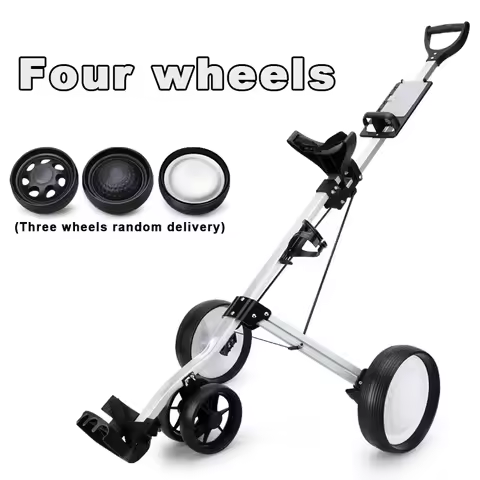 PGM Golf Trolley Cart with Brake Golf Cart 4 wheels Push Pull Golf Cart, Aluminium Alloy Foldable Tr