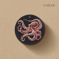 EMJOUR Double-Sided Embroidered Charm-Octopus | Sea Life Animal Souvenir Gift Key Ring Bag Accessori