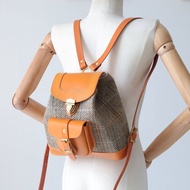 【羊毛拼皮】Harris Tweed 女士背包復古文藝女包 秋冬女士包包