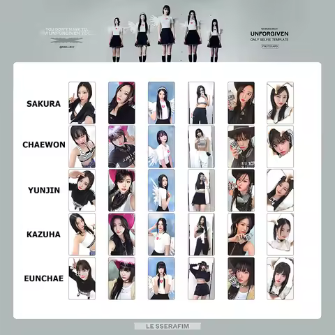 Korean Girl Group's New Album Unforgettable Collection of Small Cards SAKURA KIM CHAEWON KAZUHA Peri